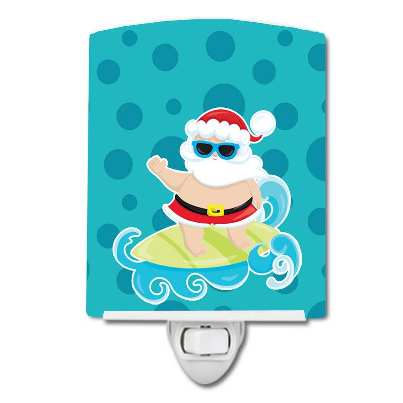 Beach Santa Claus Surfer Ceramic Night Light
