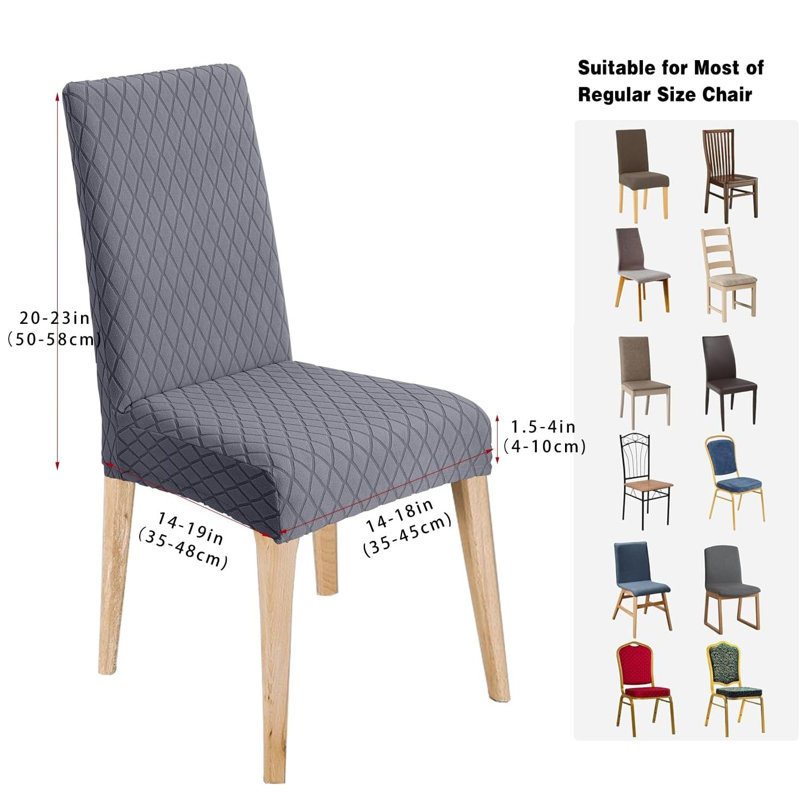 Dining Chair Slipcover, Gray Checkered