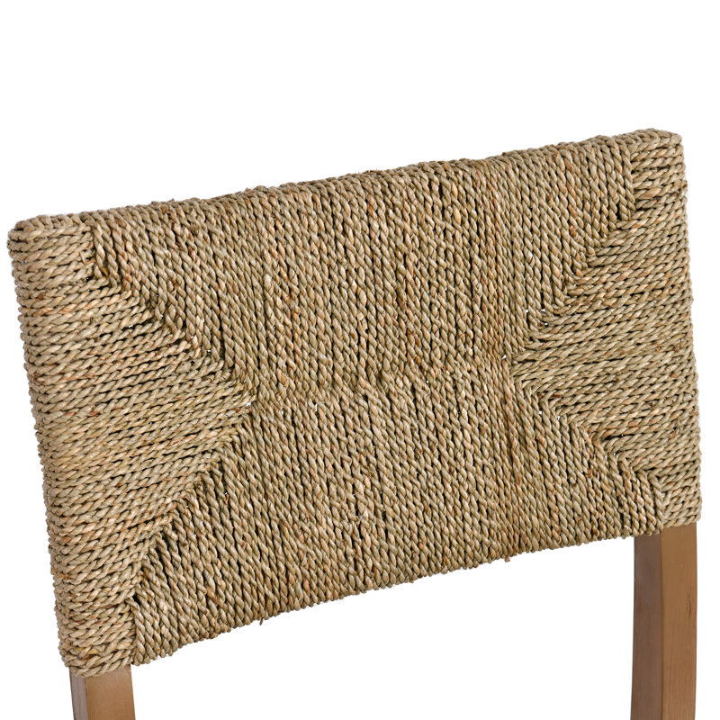 21" Wide Rustic Farmhouse Style Solid Wood Woven Back Ratten Dining Chair Set