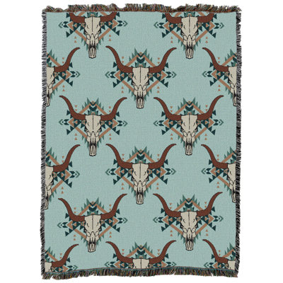 Pure Country Weavers Western Skulls Fiesta - Couverture en tapisserie tissée en coton - Fabriquée aux États-Unis (72 x 54)