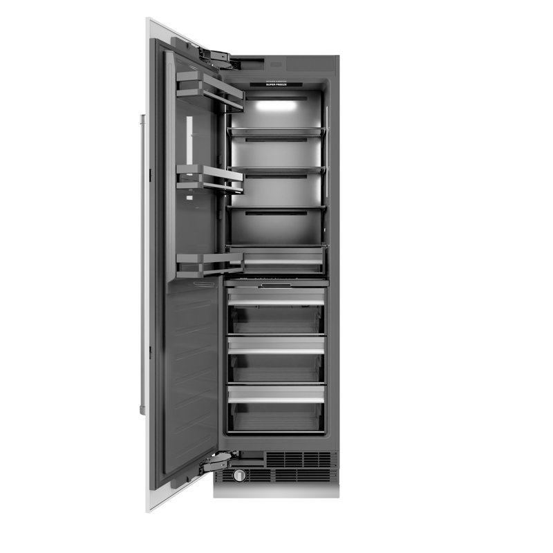 ZLINE 24 po 12,4 pi³ Congélateur colonne avec intérieur gris graphite, Blanc mat