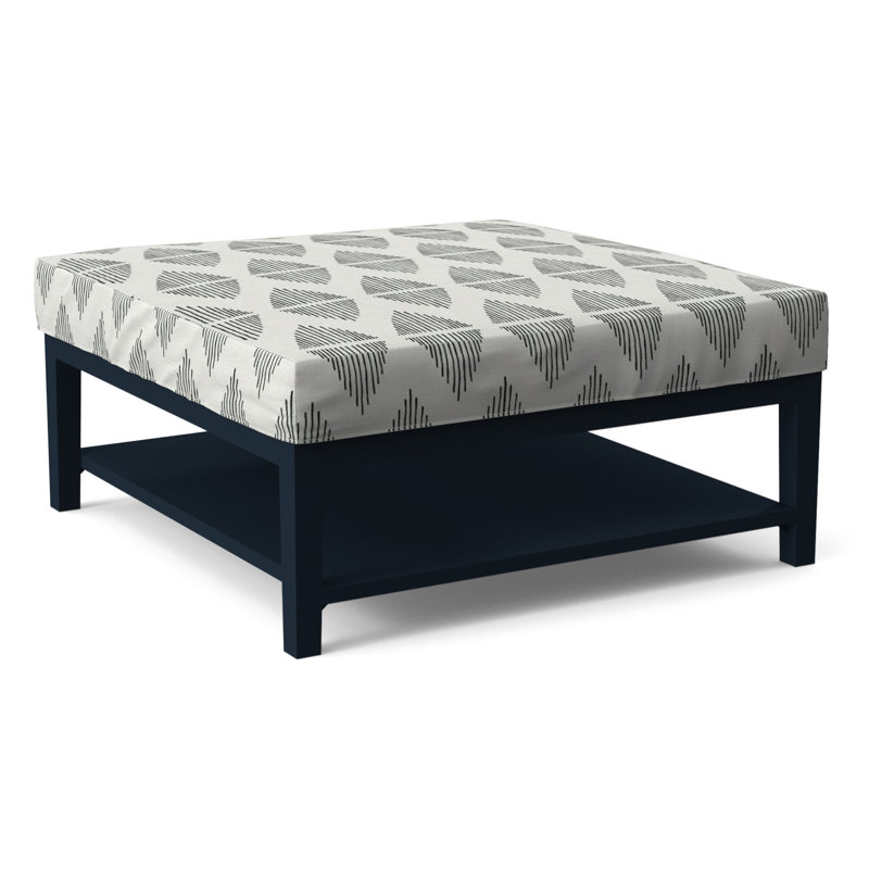 Hammond Square Ottoman, Gray Sugar Performance; 0863-84, Navy Finish