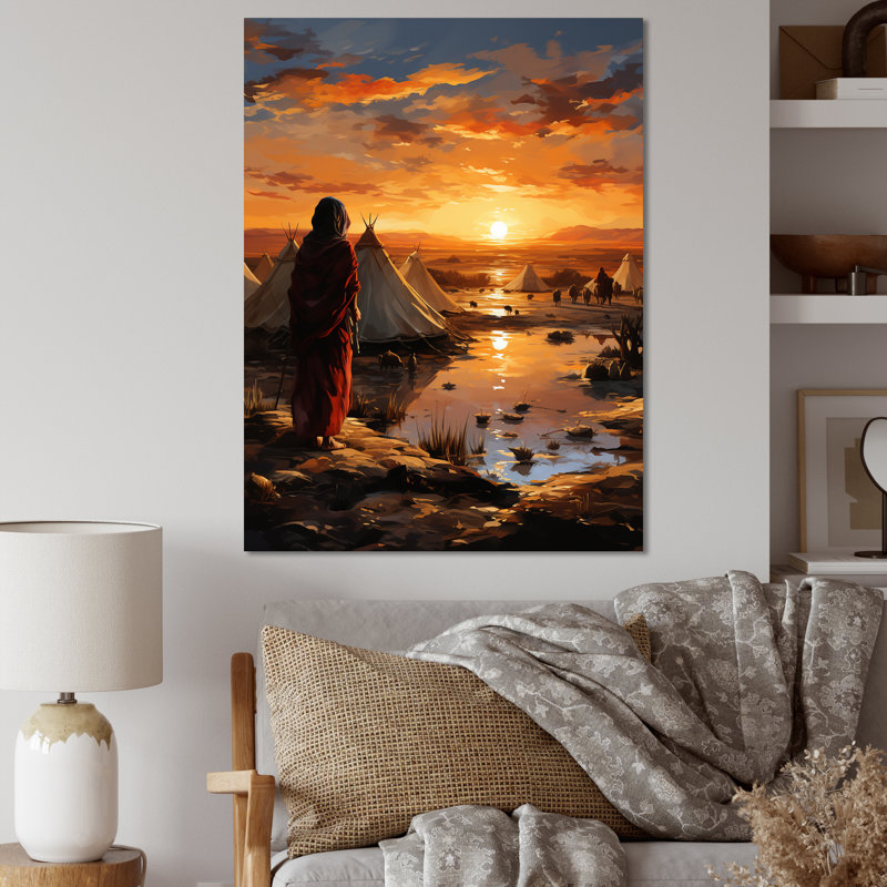 Tentes sahraouies, paysage africain I, Toile tendue, H 20 po x l 12 po x P 1 po