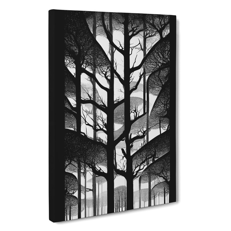 Monochrome Forest - Wrapped Canvas Print, 50cm H x 35cm W x 3cm D