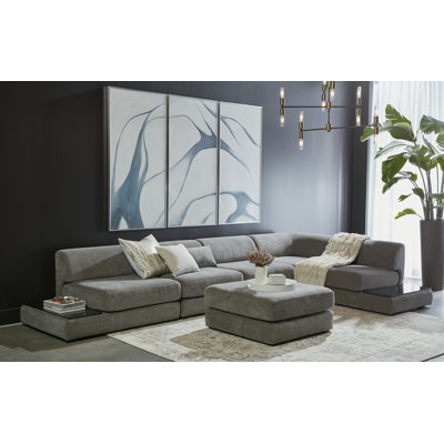 Méditation (ensemble de 3) - 30 po x 60 po - Cadre flottant argenté