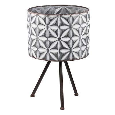 De 2 supports à fleurs en métal, pots de fleurs gris galvanisé pour les jardins extérieurs, avec supports en fer foncé, beauté rustique, fer à 100%, 12 po x 19 po x 10 po x 17 po x 17 po, élégance de 6,6 lb,