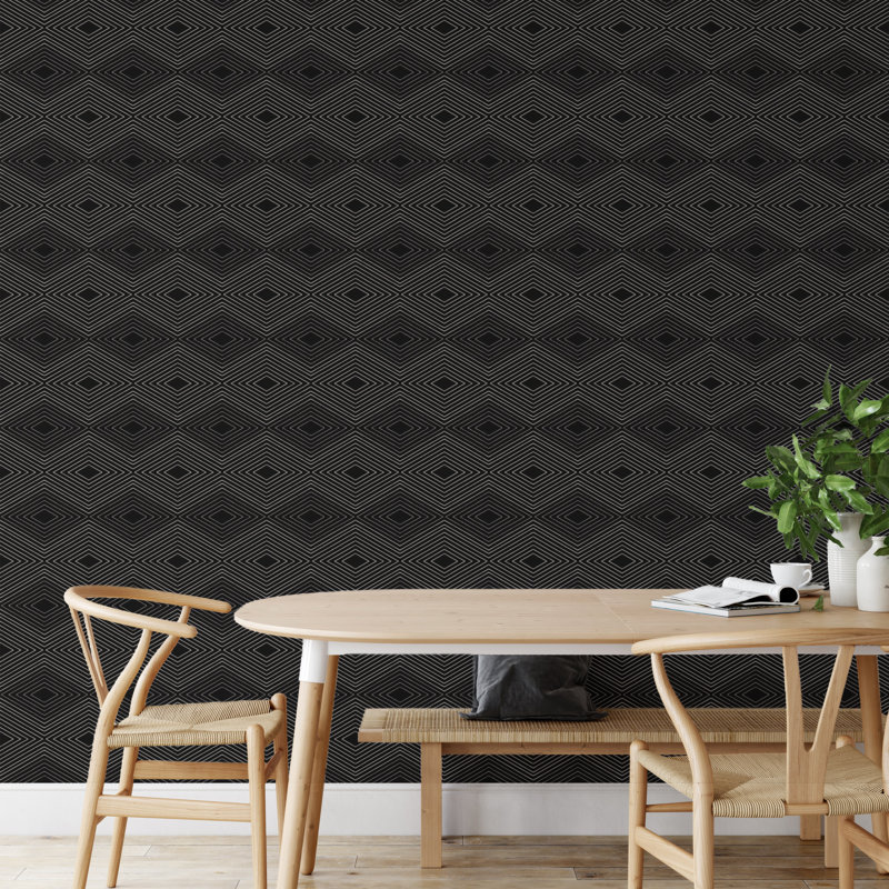 Huron 10' L x 24" W Wallpaper Roll, Onyx, Non-pasted, Paper
