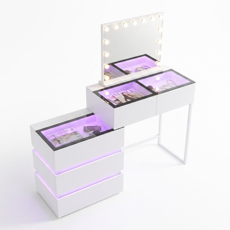 Meuble-lavabo de 51 po avec miroir et lumières DEL RVB