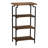 Rustic Hickory Wood & Black Iron Four-Tier Bookshelf-250954427