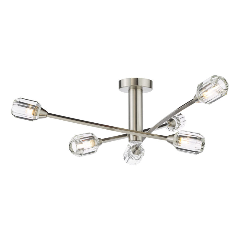 Flush Mount, 6 Lights, 21 cm H x 72 cm W x 72 cm D