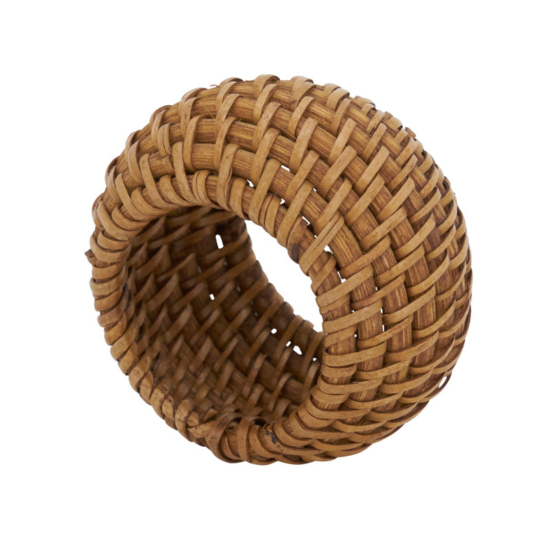 Avignon Woven Design Rattan Napkin Ring, Caramel