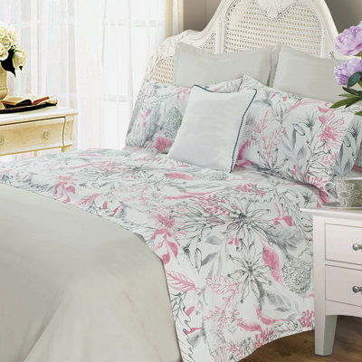 100% Cotton Sateen Floral Sheet Set