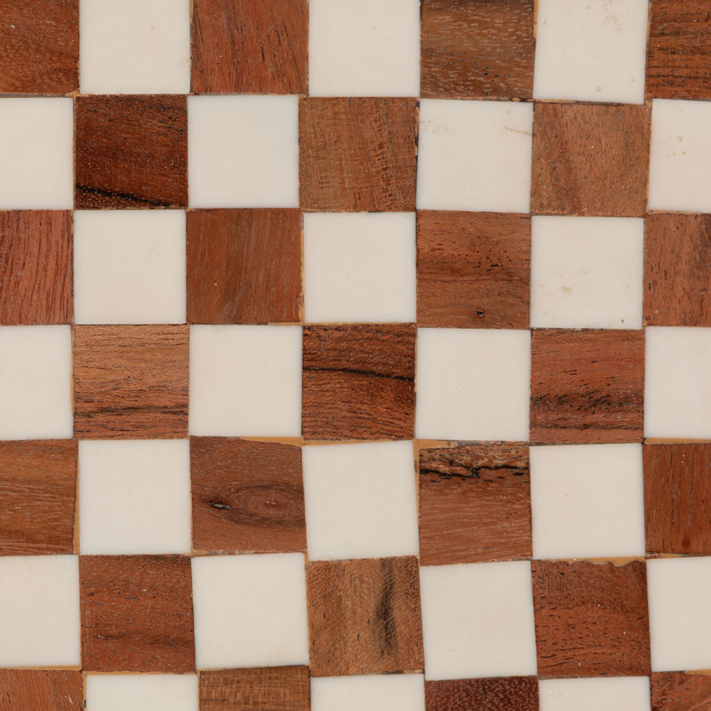 Wood Checkered Accent Table