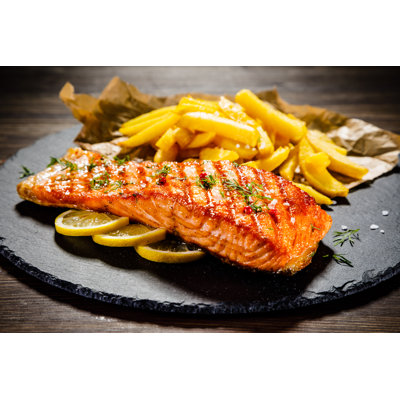 Grilled Salmon - Wrapped Canvas Print