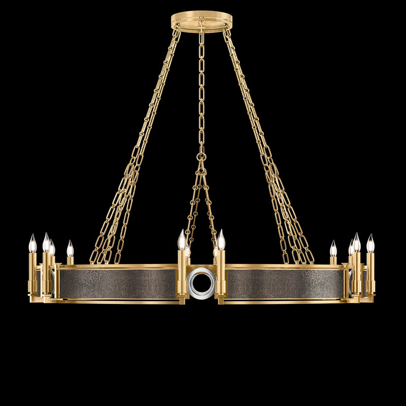 Mirage 12 - Light Chandelier, Pebble/Gold/Nickel