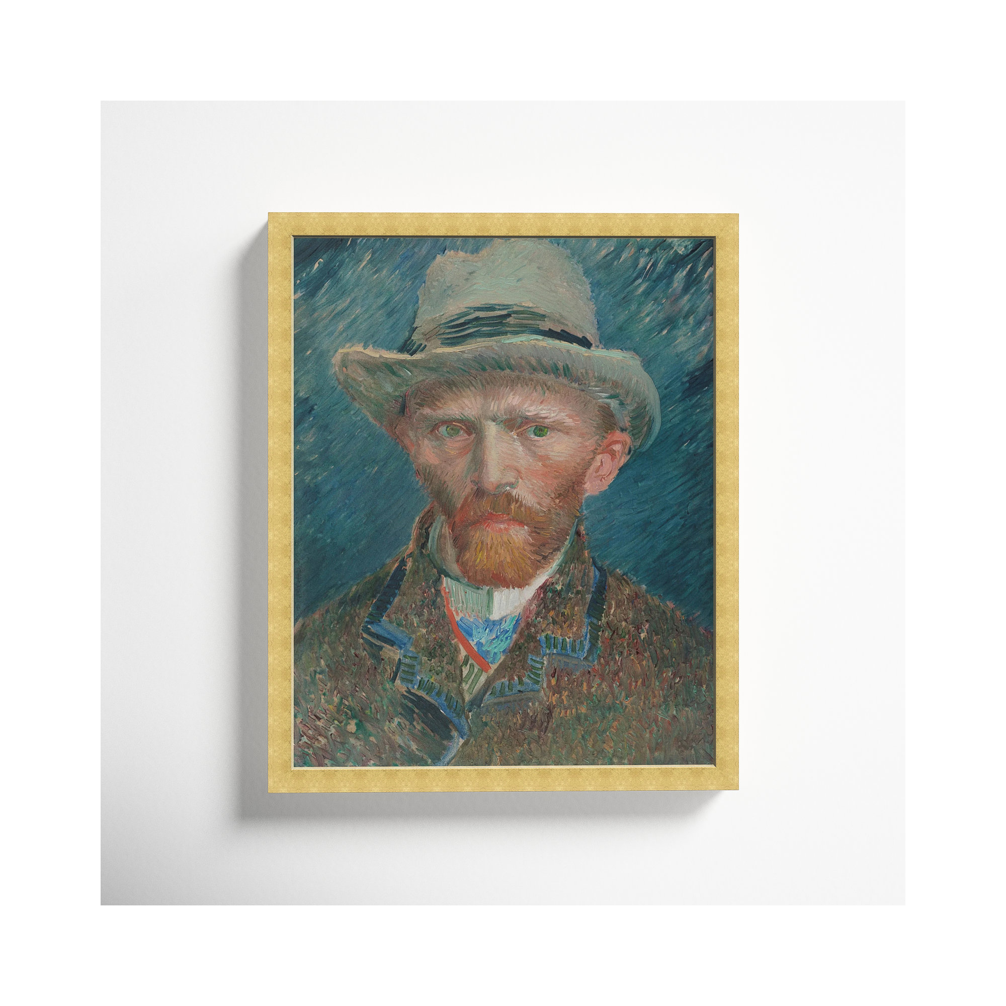 Van Gogh 1887 Self Portrait, 20" H x 17" W x 1.5" D, Gold