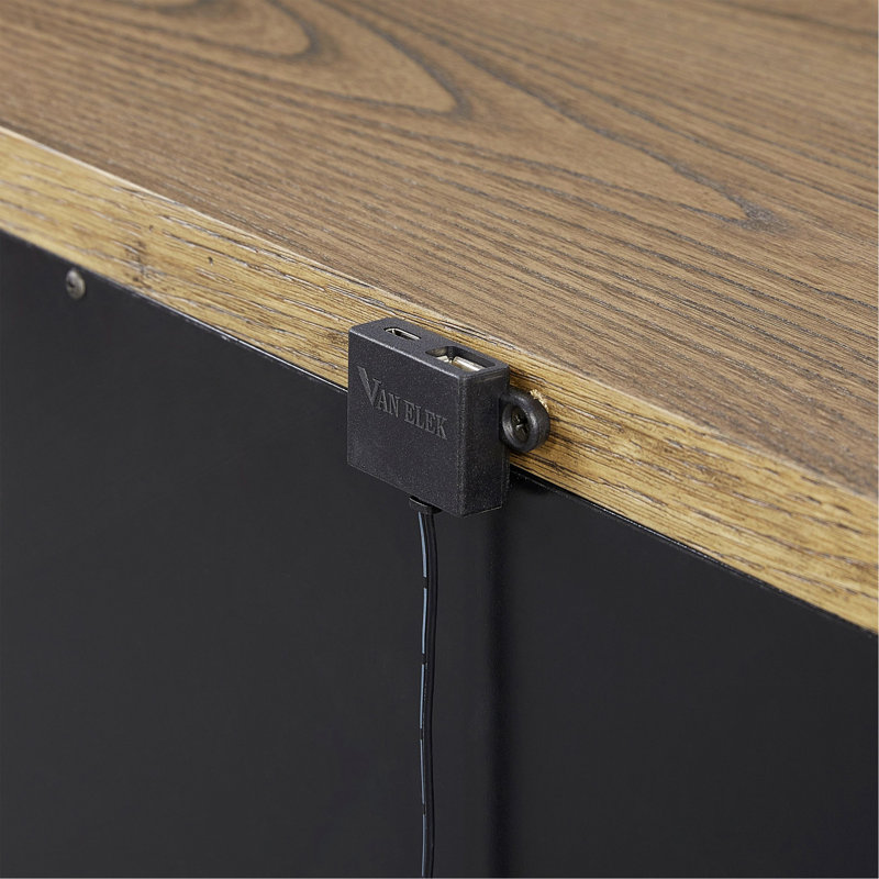 Table de chevet 2 tiroirs avec finition USB au latte avec base en métal