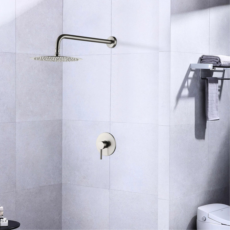 Robinet de douche mural en nickel brossé élégant avec valve