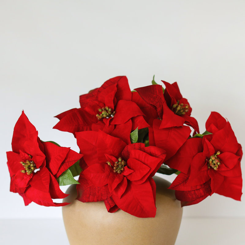 Poinsettia Faux Floral, Red