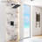 Airuida Shower System - Single Handle Wall Mount Rain Shower Head With Rough-In Valve, SUS304 Stainless Steel And Brass Construction, Matte Black Finish