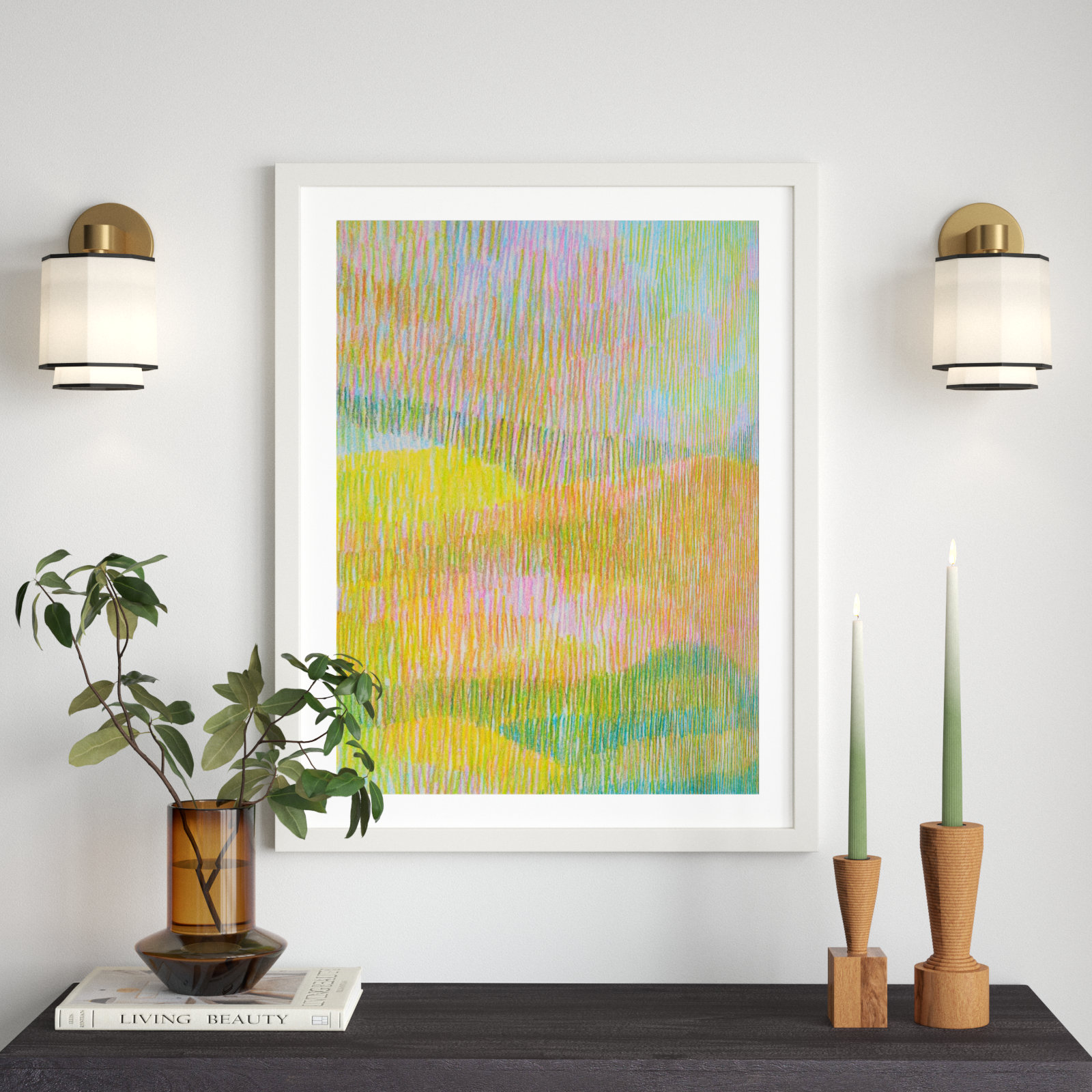 Summerhill Painting by Jacques Pilon, 38" H x 30" W x 1.25" D, White