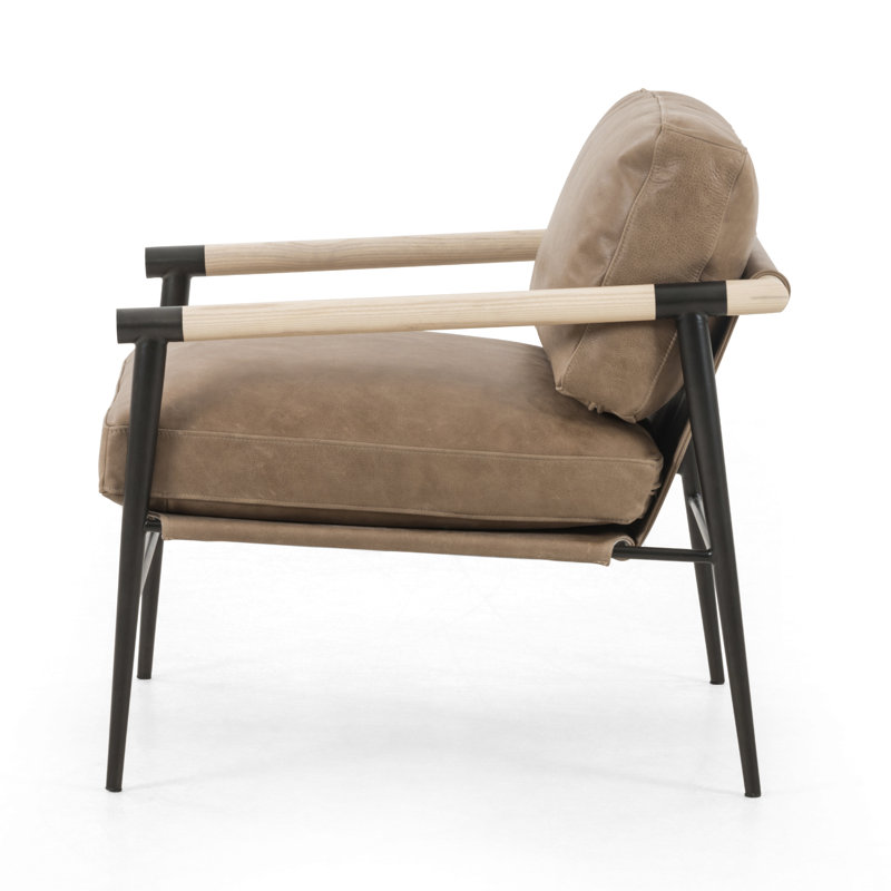 Rowen Leather Armchair, Sheepskin Camel Sherpa