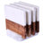 Set Of Four Square Wood And Marble Coasters With Stand