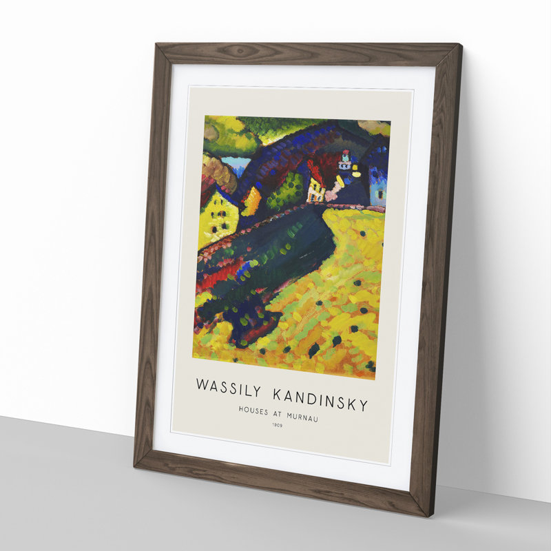Houses at Murnau by Wassily Kandinsky - Picture Frame Painting, Walnut Framed, 48cm H x 36cm W x 2cm D