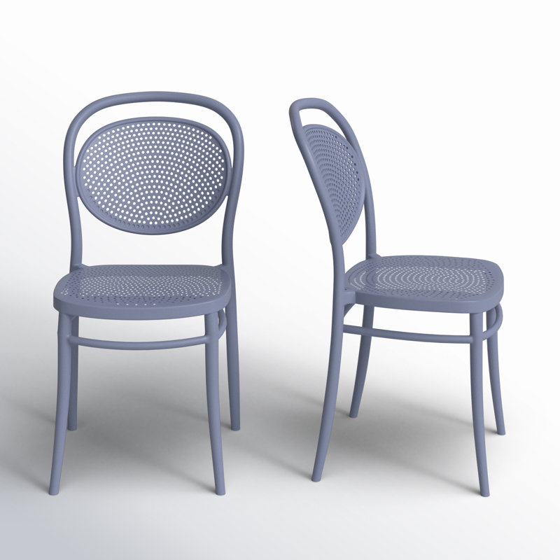 Farrah Stacking Patio Dining Side Chair, Dark Gray