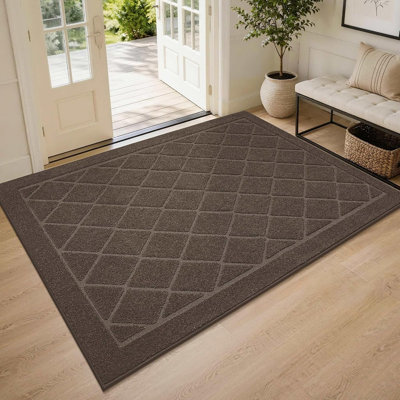 Tapis d'entrée Dirt Trapper avec envers antidérapant en TPR, lavable et absorbant, résistant aux taches, brun clair