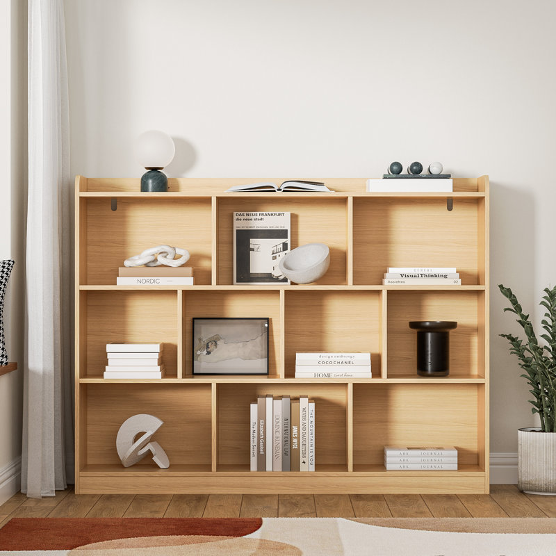 Ebern Designs White Cube Bookshelf, Wood Bookcase With 3 Tier Open Shelves, 10-cube Minimalist Storage Shelf For Living Room, 43.3" W X 35.4" H