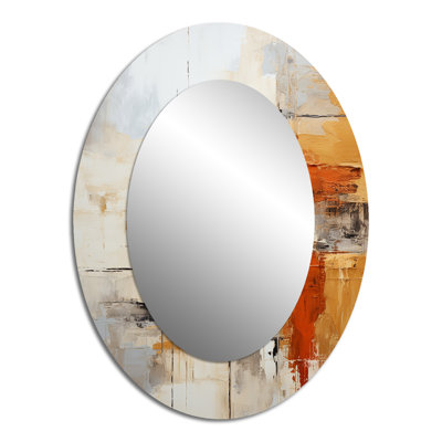 Impressions fractales abstraites orange - miroir mural ovale moderne