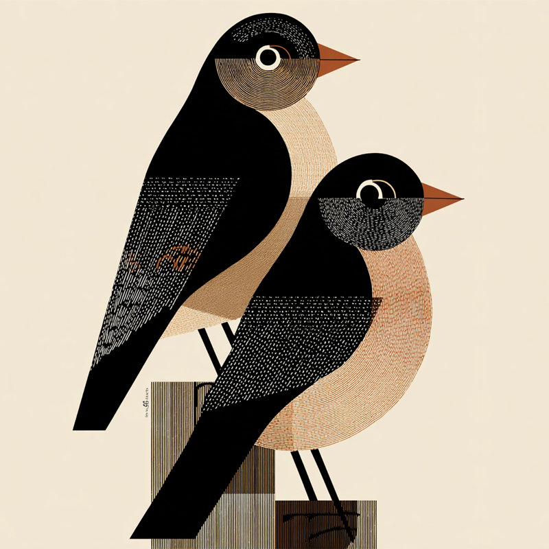 Stylisé Robin Duo - Art mural sur toile tendue