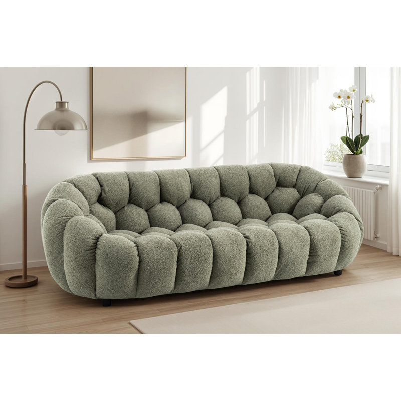 Low-Profile Boucle Brosen Sofa, Sage Green, 3