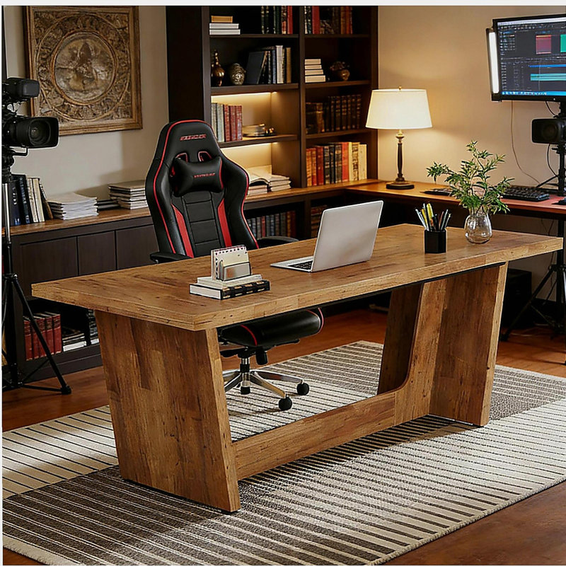 Table de conférence industrielle, bureau de direction, bureau d'ordinateur en bois