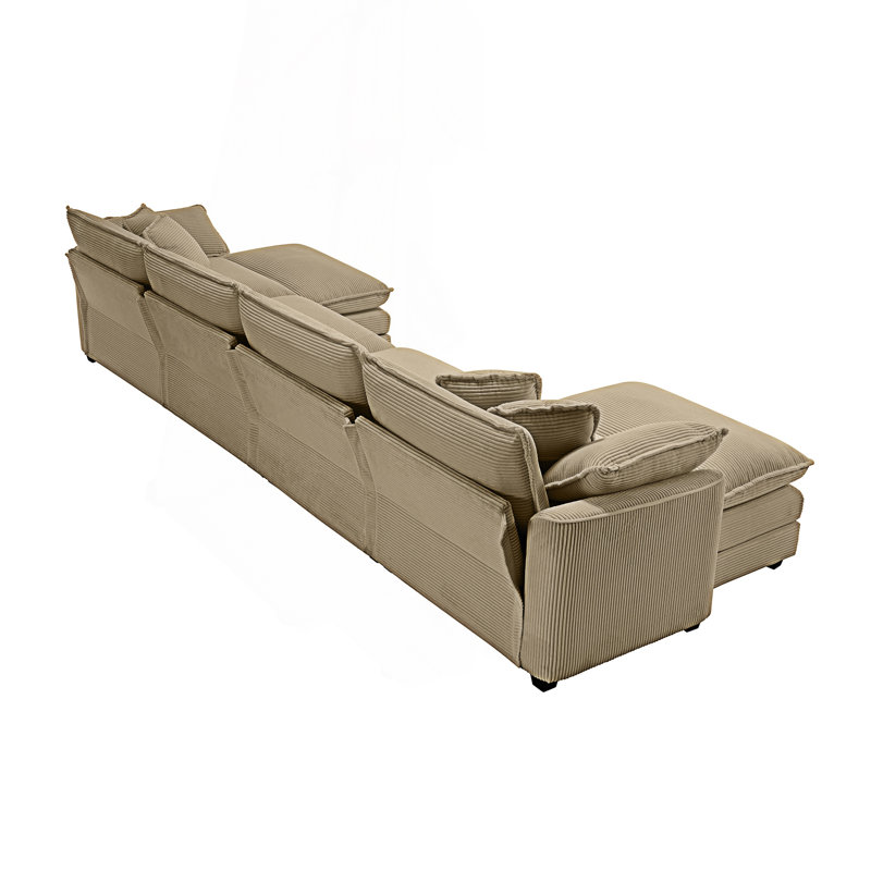 Canapé modulaire rembourré 4 places avec 2 repose-pieds Cloud - Like Comfy, Tan Corduroy