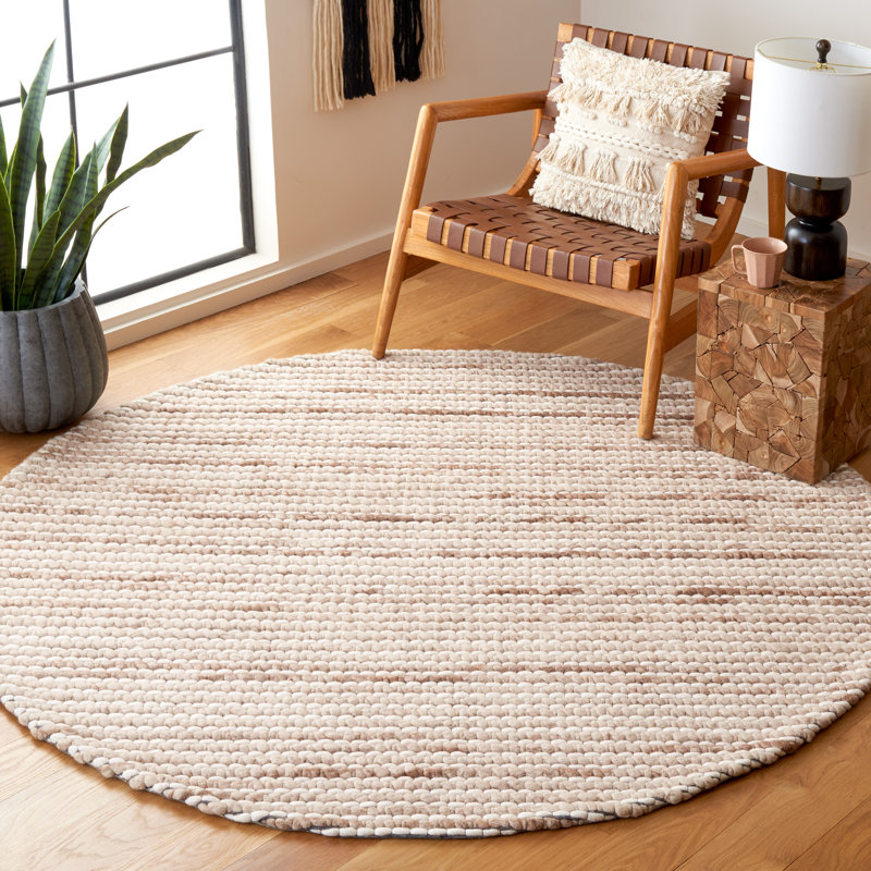 Sumler Hand Woven Wool Striped Rug, Round 6'