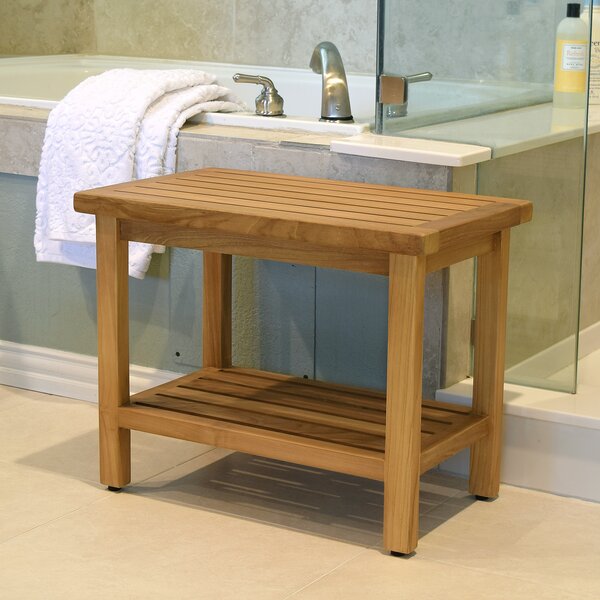 Gracie Oaks Nocera Teak Shower Bench & Reviews | Wayfair