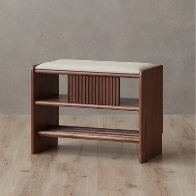 Solid wood double-layer shoe-changing stool