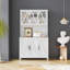 Grande armoire de rangement pour garde-manger avec portes en verre, tiroirs et tablettes ouvertes, armoire de rangement autoportante pour le salon (armoire)