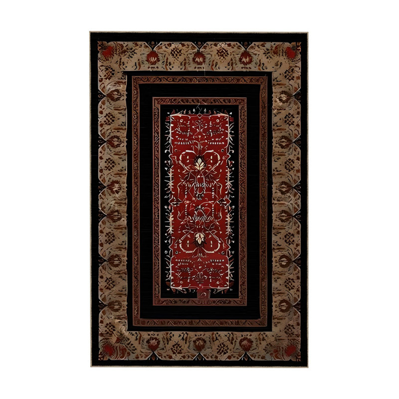 Tapis décoratif rétro à motif de séries noires, Rectangle 4 pi 11,06 po x 9 pi 10,11 po