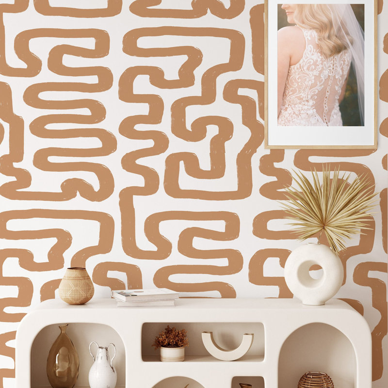 Brown and White Brushstroke Neutral Wallpaper
