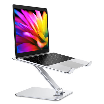 Support d'ordinateur portable pliable, support d'ordinateur ergonomique à hauteur réglable pour bureau, support pour ordinateur portable en aluminium, argent