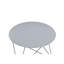 Table utilitaire en métal gris avec plateau rond et pieds triangulaires élégants pour tout bureau-182581868
