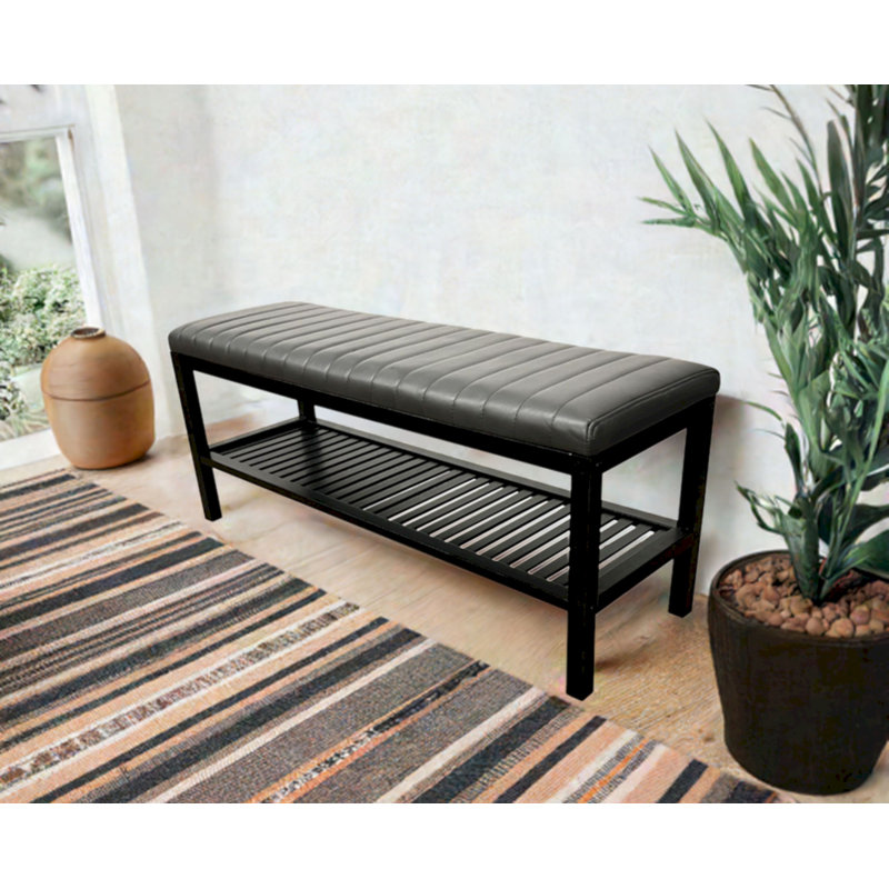 Banc de rangement rembourré en bambou Asheton