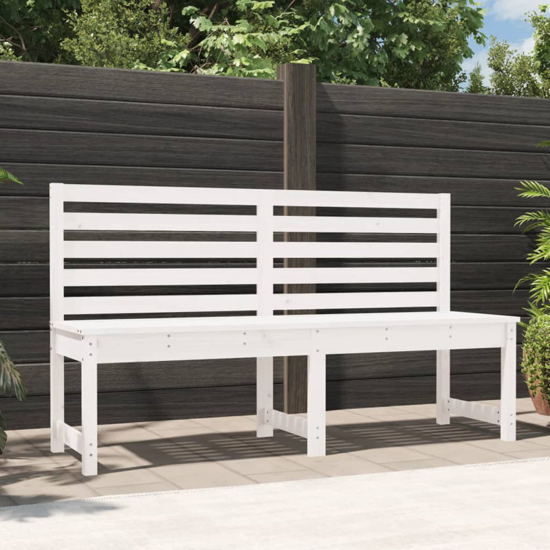 Plattekill Solid Pine Wood Outdoor Bench, 91.5cm H x 157.5cm W x 48cm D, White
