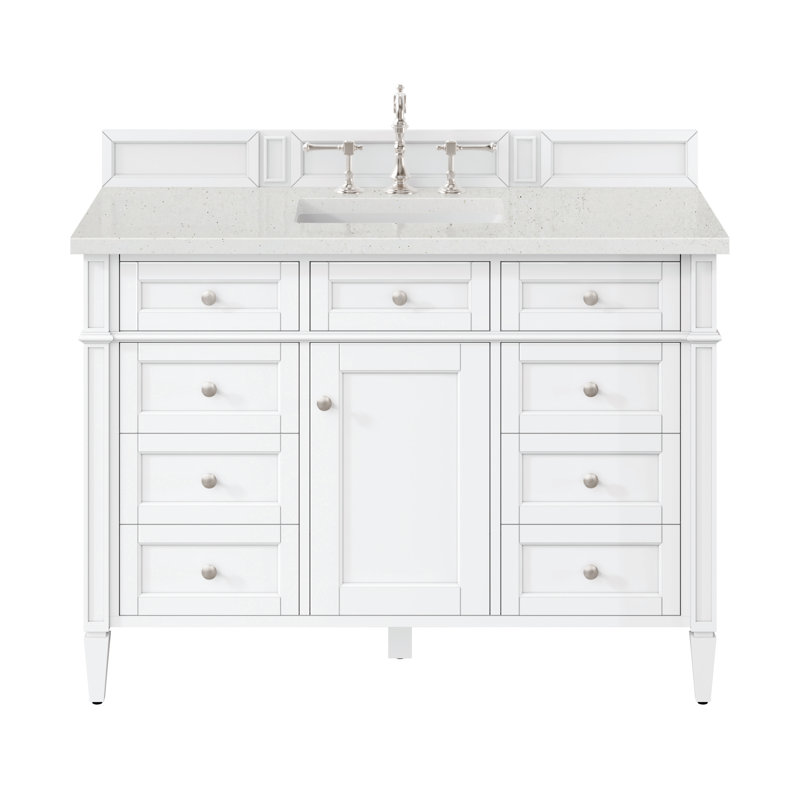 Brittany 48'' W Single Vanity, Bright White, Ethereal Noctis, 8" Widespread