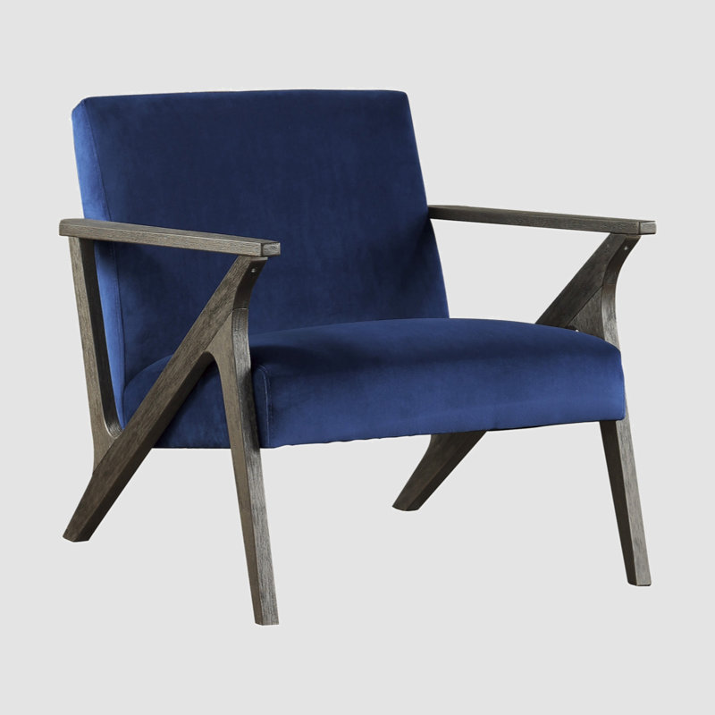 Fauteuil large en velours 30 po Nalleli, Velours bleu marine