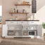 Buffet cannelé avec rangement, station de café moderne avec 4 portes et 3 tiroirs-589010411