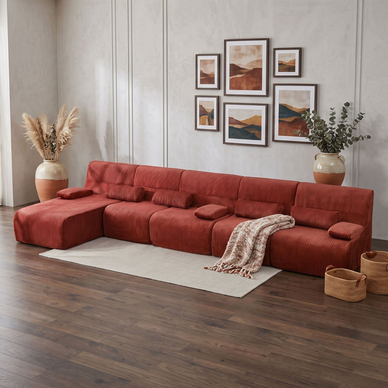 Canapé modulaire modulaire à cinq places, Rouge